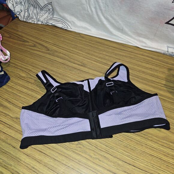 GLAMORISE SPORT Sz 46G NWOT Plus Size MagicLift Purple Black Sports Bra Wireless - Picture 4 of 10